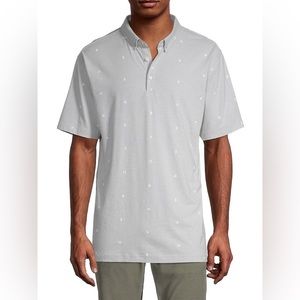 NWOT LINKSOUL Brushstroke Print Anza Polo Gray Golf Performance Men's si…